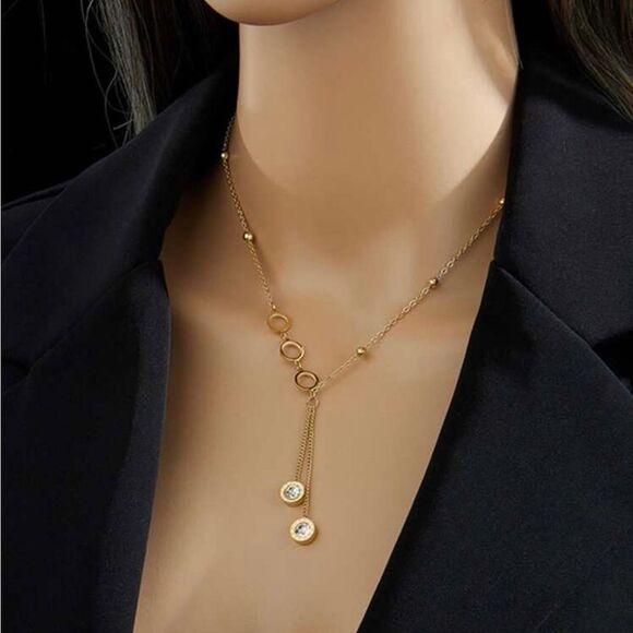 Jewelry - Gold Plated Stainless Steel Lariat Chain Necklace